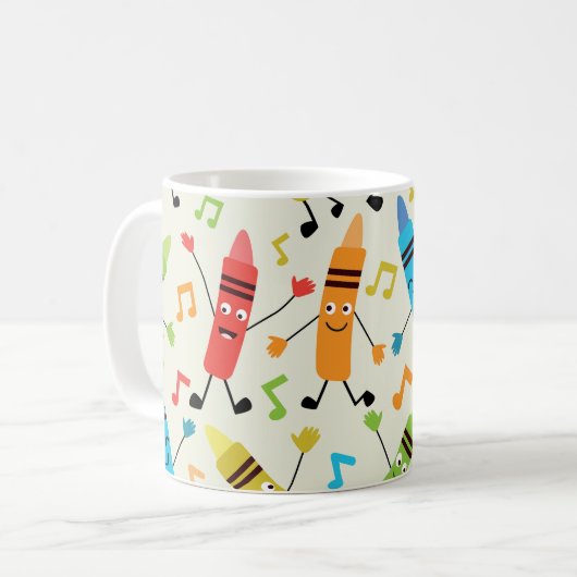 Funny Dancing Crayons mit Musiknoten Lehrer Kaffeetasse (Vorderseite Links)