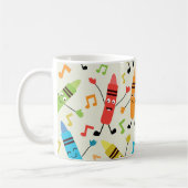 Funny Dancing Crayons mit Musiknoten Lehrer Kaffeetasse (Links)