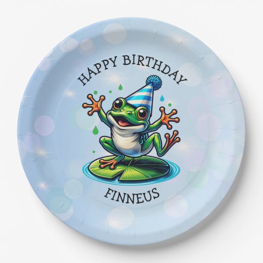 Funny Dancing Frog Personalisiert Geburtstag Pappteller (Vorderseite)