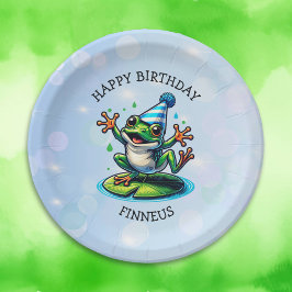 Funny Dancing Frog Personalisiert Geburtstag Pappteller