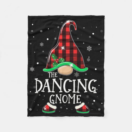 Funny Dancing Gnome Buffalo Kariert Matching Chris Fleecedecke (Vorderseite)