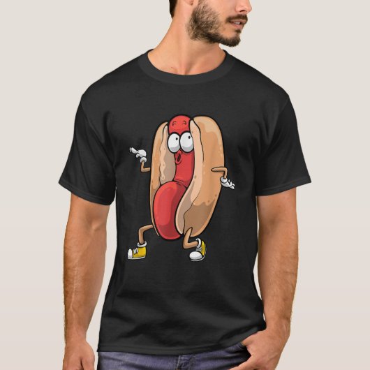Funny Dancing Hot Dog Design For Kids Boys Girls H T-Shirt (Vorderseite)