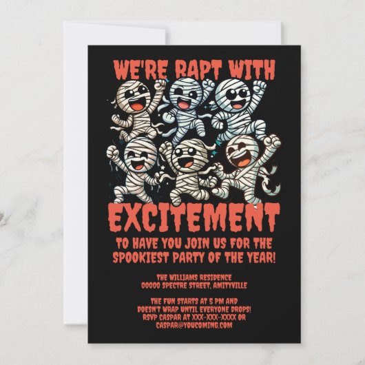Funny Dancing Mummies Rapt mit Spannung Einladung (Vorderseite)