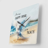 Funny Dancing Parrot Beach Quadratische Wanduhr (Winkel)
