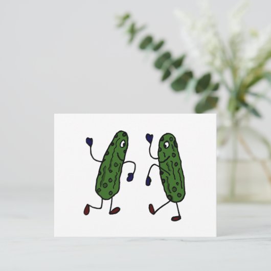 Funny Dancing Pickles Art Postkarte (Stehend Vorderseite)