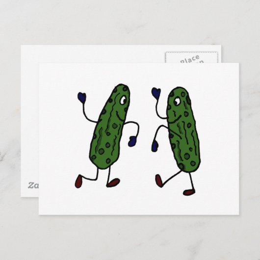 Funny Dancing Pickles Art Postkarte (Vorne/Hinten)