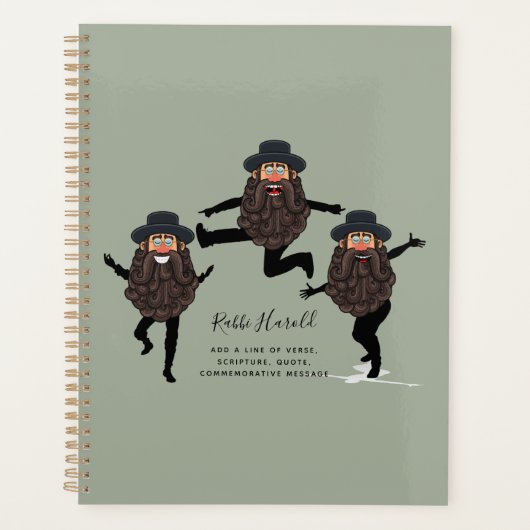 FUNNY Dancing RABBI Personalisiert mit Text Planer (Vorderseite)