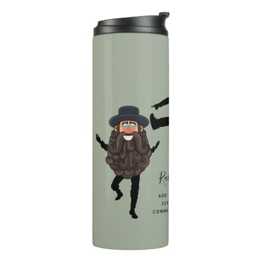 FUNNY Dancing RABBI Personalisiert mit Text Thermosbecher (Nach links gedreht)