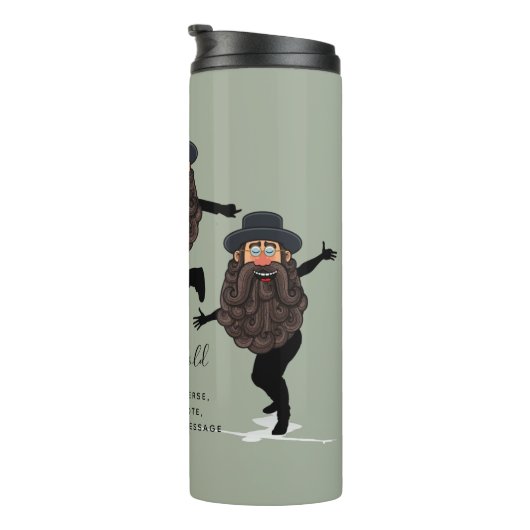 FUNNY Dancing RABBI Personalisiert mit Text Thermosbecher (Nach rechts gedreht)