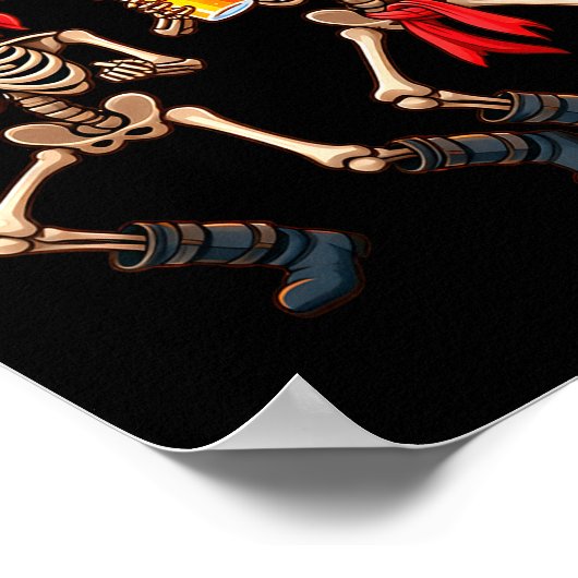 Funny Dancing Rate Skeletons Beer Drinking Hallowe Poster (Ecke)