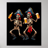 Funny Dancing Rate Skeletons Beer Drinking Hallowe Poster (Vorne)