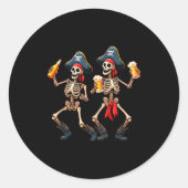 Funny Dancing Rate Skeletons Beer Drinking Hallowe Runder Aufkleber (Vorderseite)