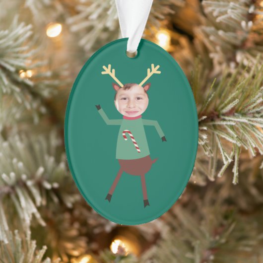 Funny Dancing Rentier Foto Ornament (Baum)