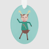 Funny Dancing Rentier Foto Ornament (Vorderseite)