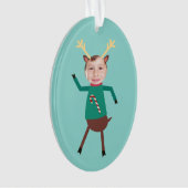 Funny Dancing Rentier Foto Ornament (Vorderseite)
