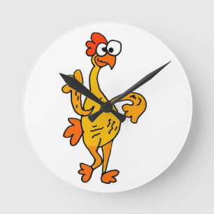 Funny Dancing Rubber Chicken Runde Wanduhr