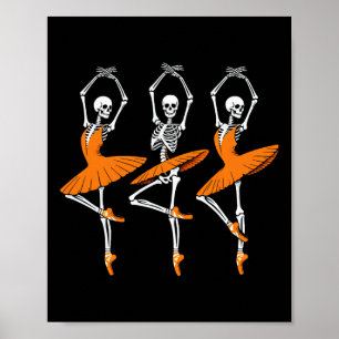 Funny Dancing Skeleton Ballerina Girl's Poster