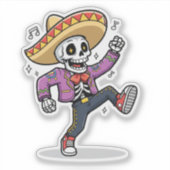 Funny Dancing Skeleton Custom-Cut Vinyl Sticker (Vorderseite)