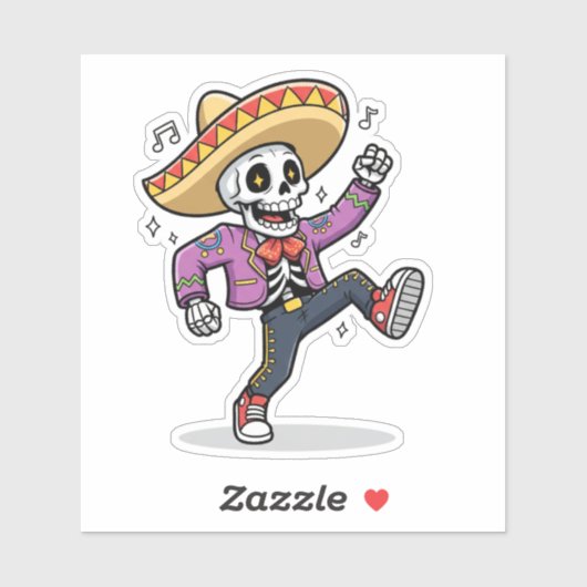 Funny Dancing Skeleton Custom-Cut Vinyl Sticker (Blatt)