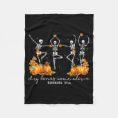 Funny Dancing Skeleton Dry Bones Come Alive Hallow Fleecedecke (Vorderseite)