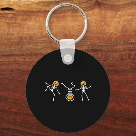 Funny Dancing Skeleton Halloween Pumpkin Skelette Schlüsselanhänger (Vorderseite)