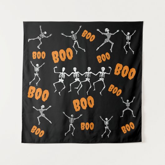 Funny Dancing Skeletons Halloween Backdropps Wandteppich (Vorderseite (Horizontal))