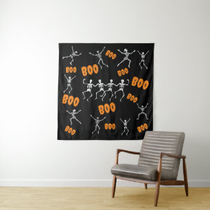 Funny Dancing Skeletons Halloween Backdropps Wandteppich