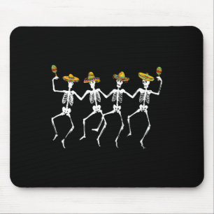 Funny Dancing Skeletons Sombreros Maracas - Cinco Mousepad