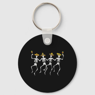 Funny Dancing Skeletons Sombreros Maracas - Cinco Schlüsselanhänger