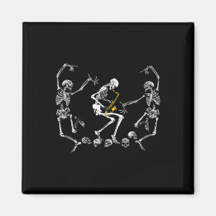 Funny Dancing Skelett Saxophone Halloween Magnet