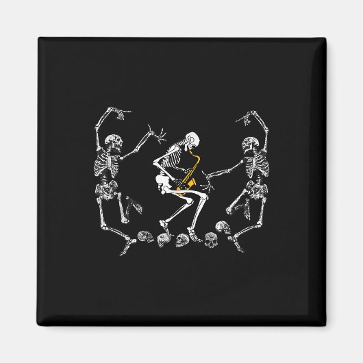 Funny Dancing Skelett Saxophone Halloween Magnet (Vorne)