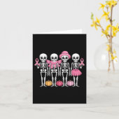 Funny Dancing Skelette Rosa Ribbon Brustkrebs Karte (Gelbe Blume)