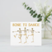Funny Dancing Skeletts Bone to Dance Cartoon Postkarte (Stehend Vorderseite)