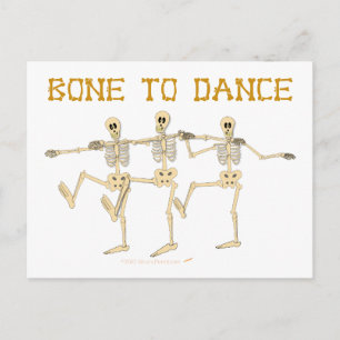 Funny Dancing Skeletts Bone to Dance Cartoon Postkarte