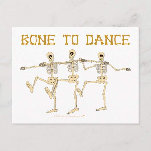Funny Dancing Skeletts Bone to Dance Cartoon Postkarte (Vorderseite)
