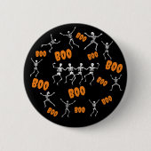 Funny Dancing Skeletts Halloween Button (Vorderseite)