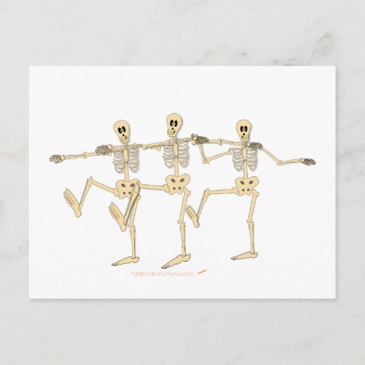 Funny Dancing Skeletts Halloween Cartoon Postkarte (Vorderseite)