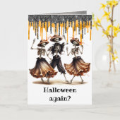 Funny Dancing Skeletts Halloween Karte (Gelbe Blume)