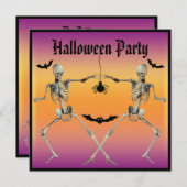 Funny Dancing Skeletts Halloween-Party Einladung (Vorne/Hinten)