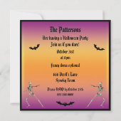 Funny Dancing Skeletts Halloween-Party Einladung (Rückseite)