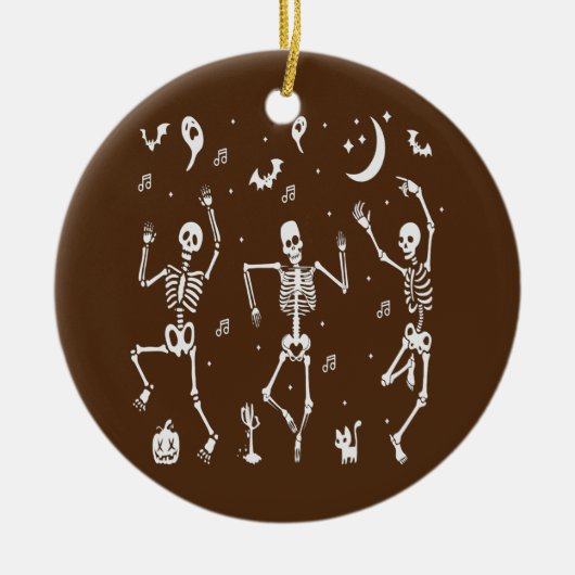 Funny Dancing Skeletts Knochen Kostüme Extravagant Keramik Ornament (Vorne)