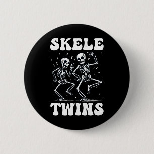 Funny Dancing Skeletts Twins Halloween Weihnachten Button