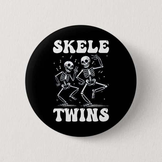 Funny Dancing Skeletts Twins Halloween Weihnachten Button (Vorderseite)