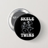 Funny Dancing Skeletts Twins Halloween Weihnachten Button (Vorne & Hinten)