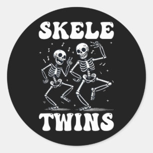 Funny Dancing Skeletts Twins Halloween Weihnachten Runder Aufkleber