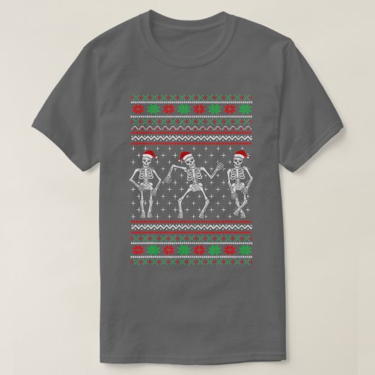 Funny Dancing Skeletts Ugly Christmas Sweater T-Shirt (Design vorne)