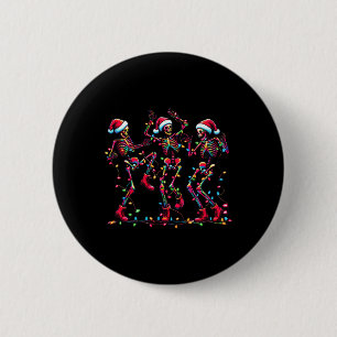 Funny Dancing Skeletts Weihnachtsmannmütze Tanz We Button