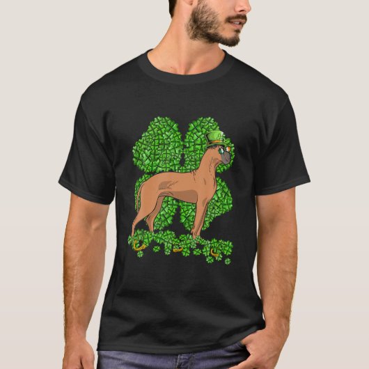 Funny Dane Dog Kleeblatt St Patricks Day T-Shirt (Vorderseite)