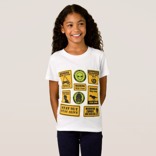 Funny Danger Zone Signs I Kids Adventure Shirt (Vorne ganz)