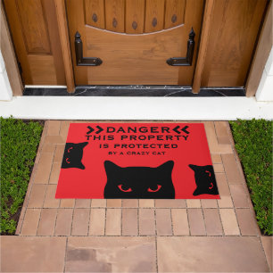 Funny Dangerous Cat Doormat Fußmatte